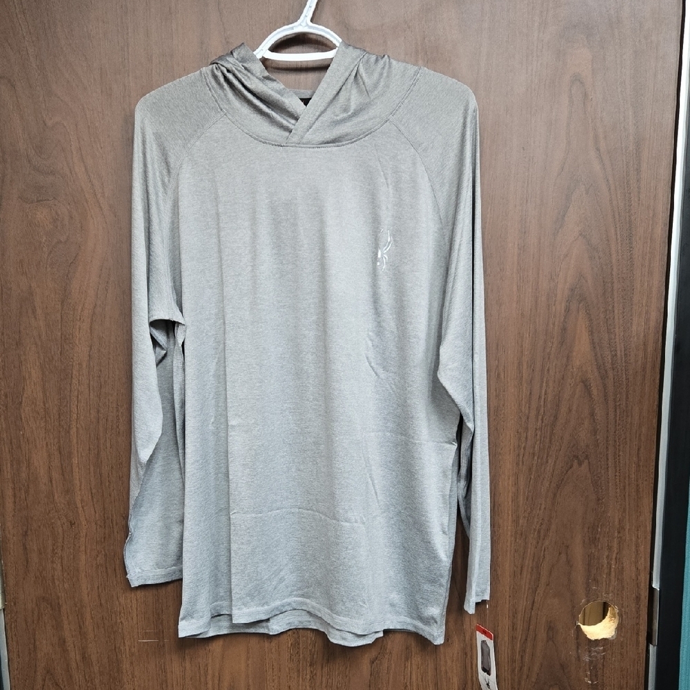 Spyder Size M Silver Rash Guard Hooded Long Sleeved Swim/Surf Shirt